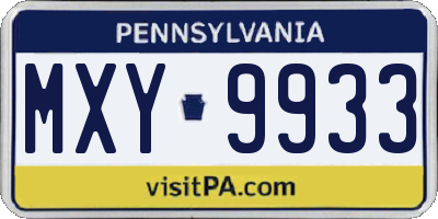 PA license plate MXY9933