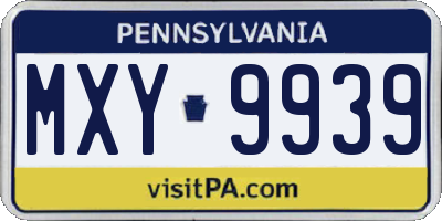 PA license plate MXY9939