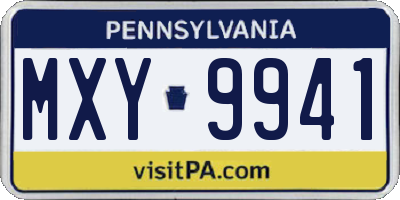 PA license plate MXY9941