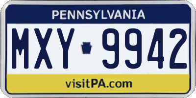 PA license plate MXY9942