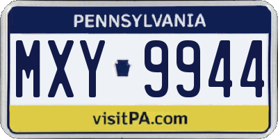 PA license plate MXY9944
