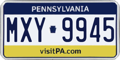 PA license plate MXY9945