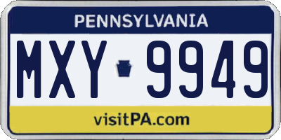 PA license plate MXY9949