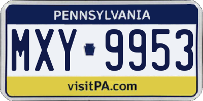 PA license plate MXY9953