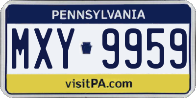 PA license plate MXY9959