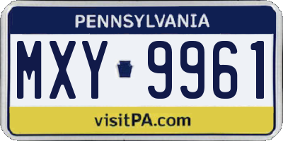 PA license plate MXY9961