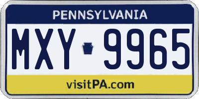 PA license plate MXY9965
