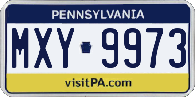 PA license plate MXY9973