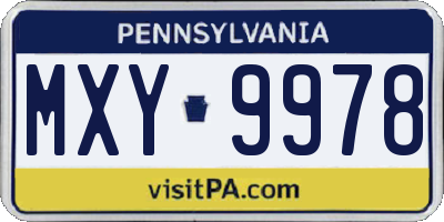 PA license plate MXY9978