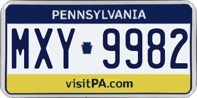 PA license plate MXY9982