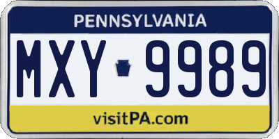 PA license plate MXY9989