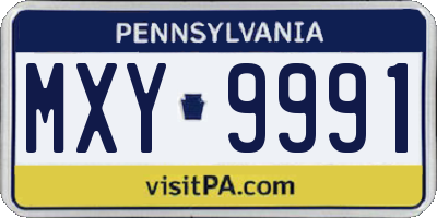 PA license plate MXY9991