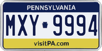 PA license plate MXY9994