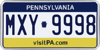 PA license plate MXY9998