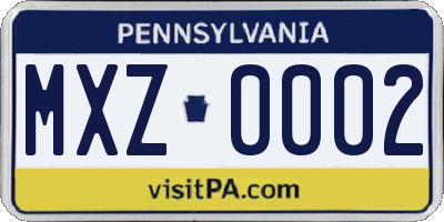 PA license plate MXZ0002