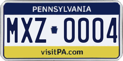PA license plate MXZ0004