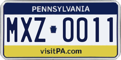 PA license plate MXZ0011