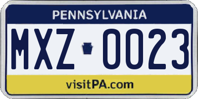PA license plate MXZ0023