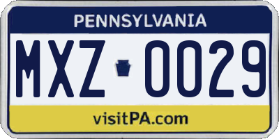 PA license plate MXZ0029