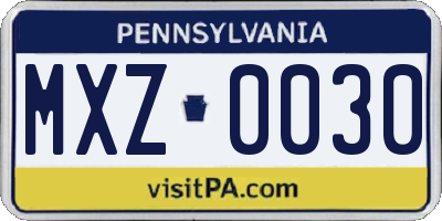 PA license plate MXZ0030