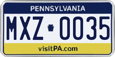 PA license plate MXZ0035