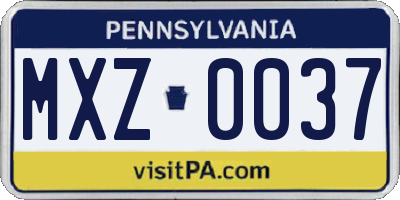 PA license plate MXZ0037