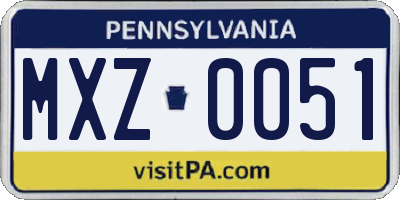 PA license plate MXZ0051