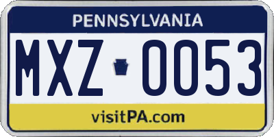 PA license plate MXZ0053
