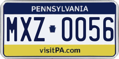 PA license plate MXZ0056