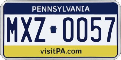 PA license plate MXZ0057