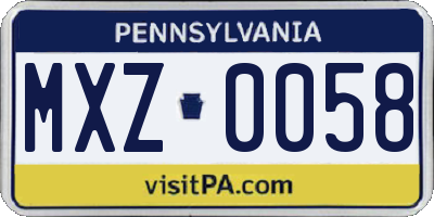 PA license plate MXZ0058