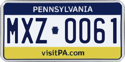 PA license plate MXZ0061