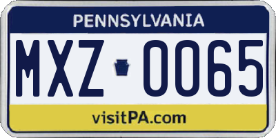 PA license plate MXZ0065