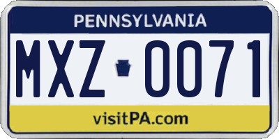 PA license plate MXZ0071