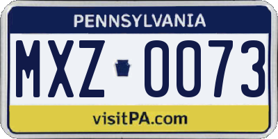 PA license plate MXZ0073