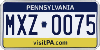 PA license plate MXZ0075