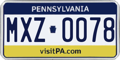 PA license plate MXZ0078