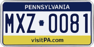 PA license plate MXZ0081