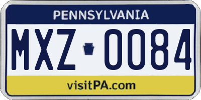 PA license plate MXZ0084