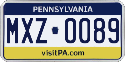 PA license plate MXZ0089