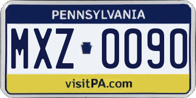 PA license plate MXZ0090