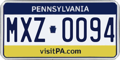 PA license plate MXZ0094