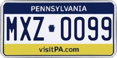 PA license plate MXZ0099