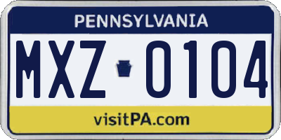 PA license plate MXZ0104