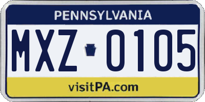 PA license plate MXZ0105