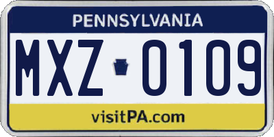 PA license plate MXZ0109