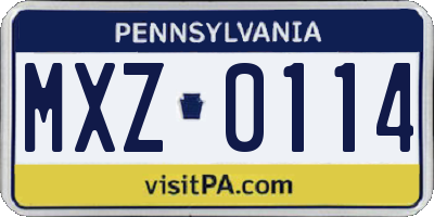 PA license plate MXZ0114