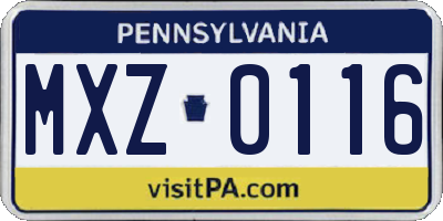 PA license plate MXZ0116