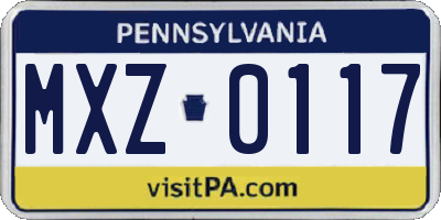 PA license plate MXZ0117