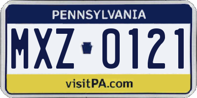 PA license plate MXZ0121